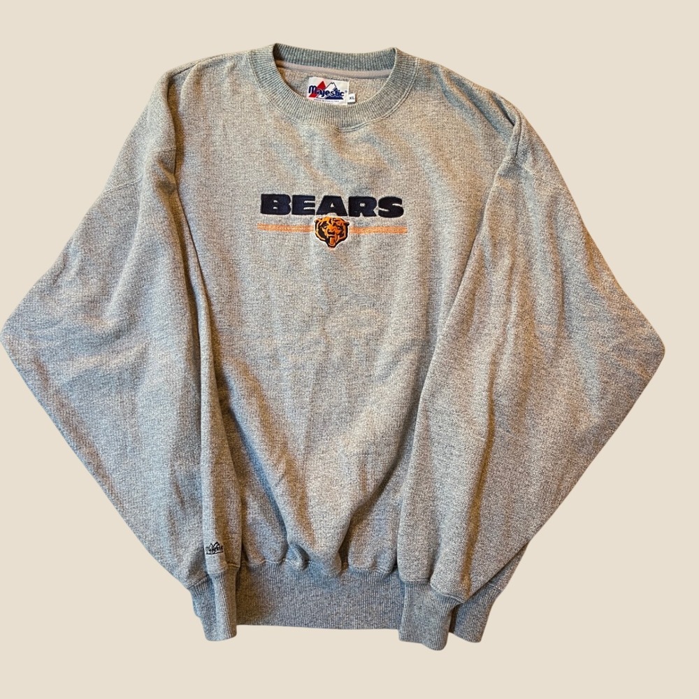 Vintage Majestic Chicago Bears Sweatshirt Mens XL Gray Embroidered Crewneck NFL